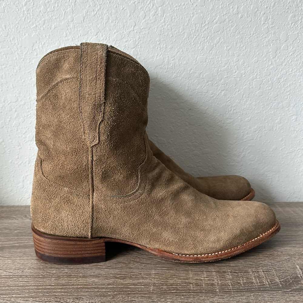TECOVAS THE SHANE SUEDE ZIP SHORT TAN COWBOY BOOTS MENS 14